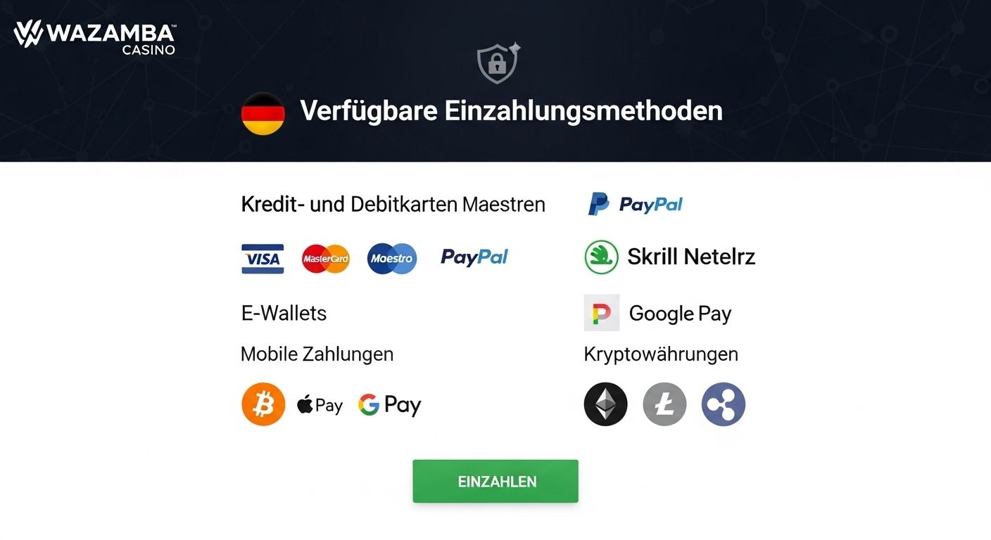 Verfügbare Einzahlungsmethoden deposit methods